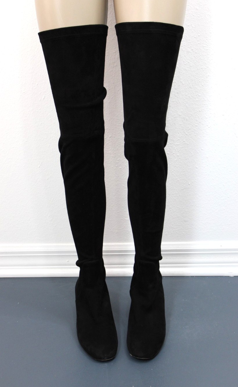 AGL Over the Knee Tall Thigh High Boots Women's Suede Leather Block Heel Size 39